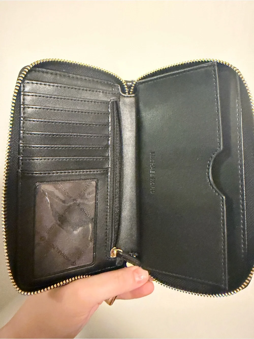 Michael Kors Black Pebbled Leather Wristlet with Gold Hardware - Picture 3 of 3